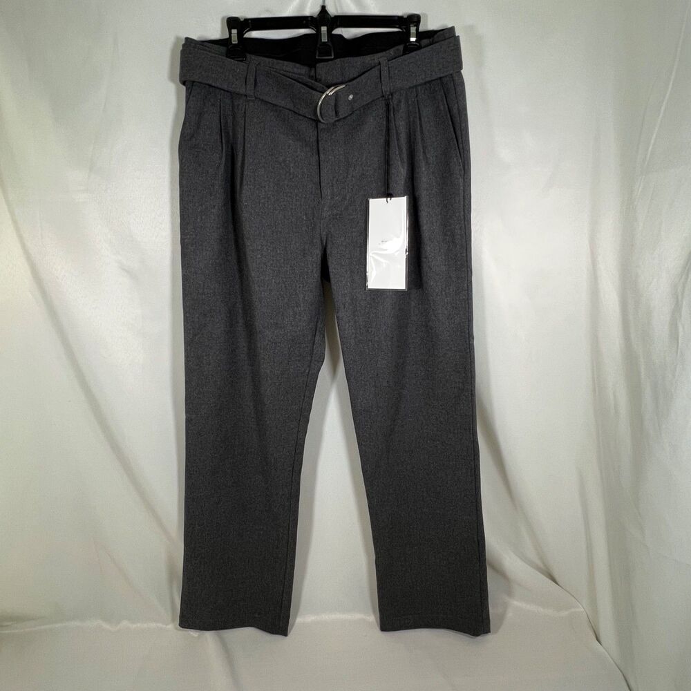 Stampd Grey Pleated D-Ring Belted Trousers Size 32